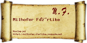 Milhofer Fürtike névjegykártya